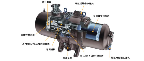 第三代高效率五齒對六齒非對稱螺旋式螺桿壓縮機